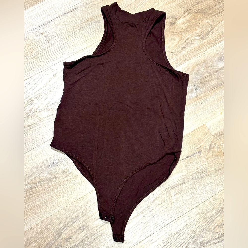 Bodycon Brown One-Piece High-Neck